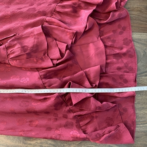 NWT Max Studio Dress Maxi Ruffled Hem Size XS Burgundy Raspberry Color - Picture 6 of 16